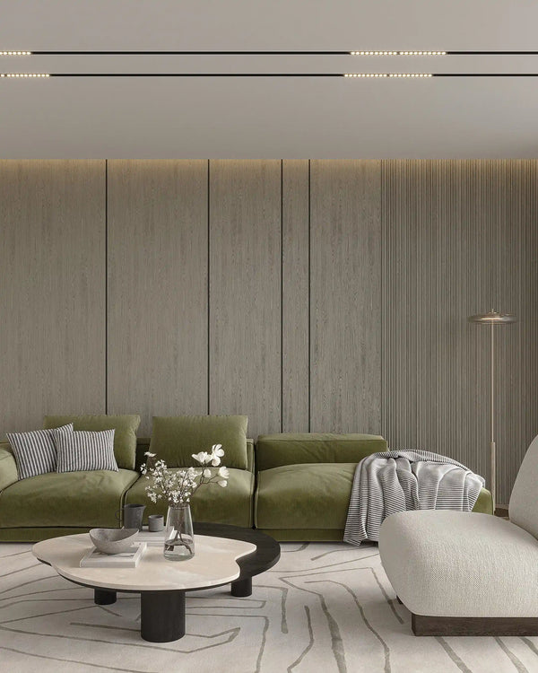 Matte black accent trim in living room