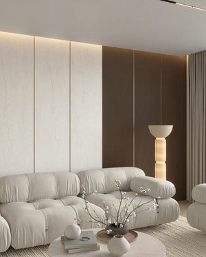 Brushed bronze accent trim in a living room