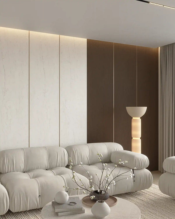 Brushed bronze accent trim in a living room