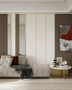 Gold accent trim in a living room