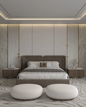 Alpine linen bamboo wall panel in bedroom