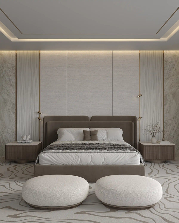 Alpine linen bamboo wall panel in bedroom