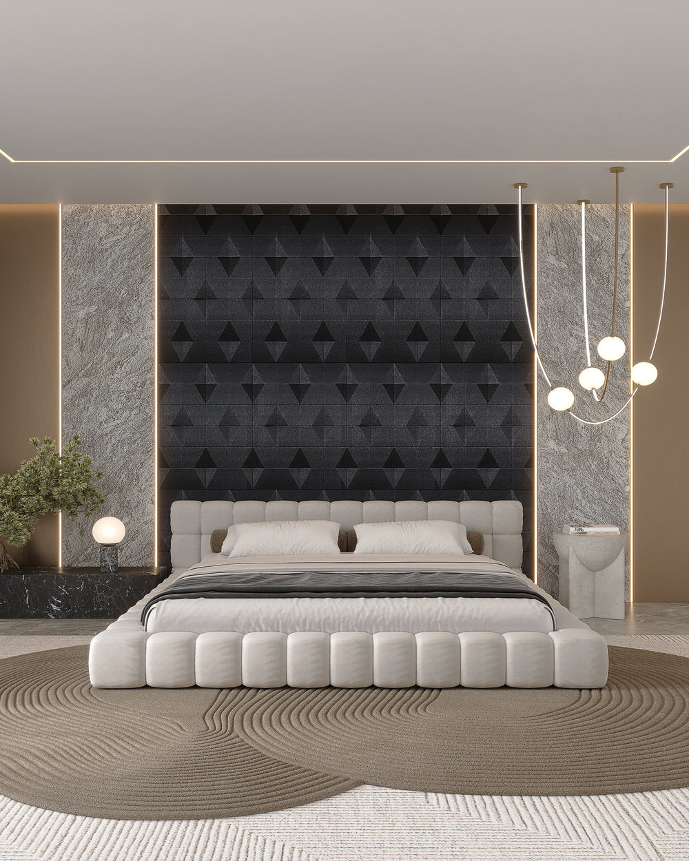 Prism Ink geometric fabric wall panel