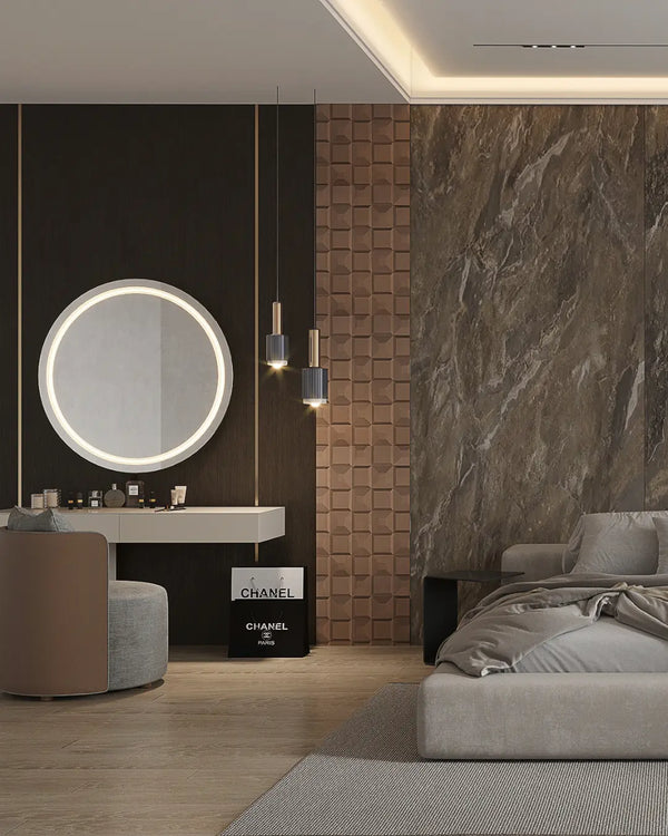 Gran café matte finish marble wall panel in bedroom