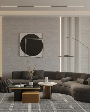 Pebble linen bamboo wall panel in living room