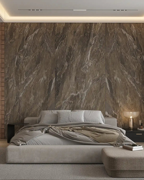 Gran café matte finish marble wall panel in bedroom