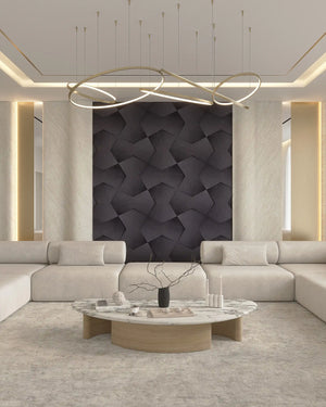 Midnight belair fabric mosaic wall panel in living room