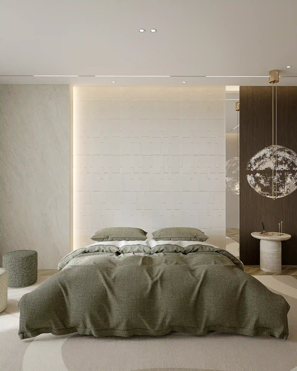 Créme canvas fabric wall panel