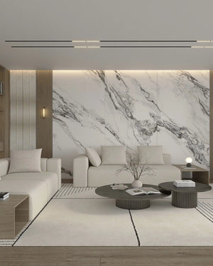 Carrara oro matte finish marble bamboo wall panel in living room