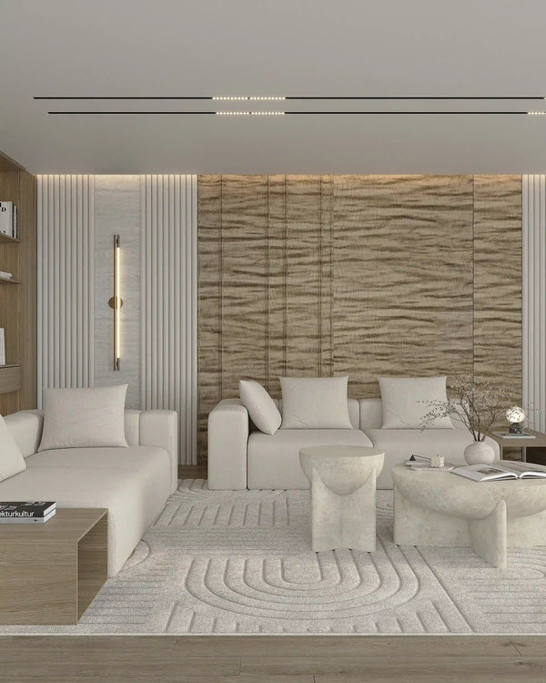 Champagne luxe bamboo wall panel in living room