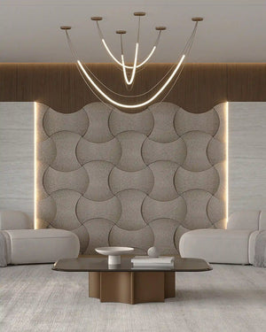 Champagne estelle fabric mosaic wall panel in living room