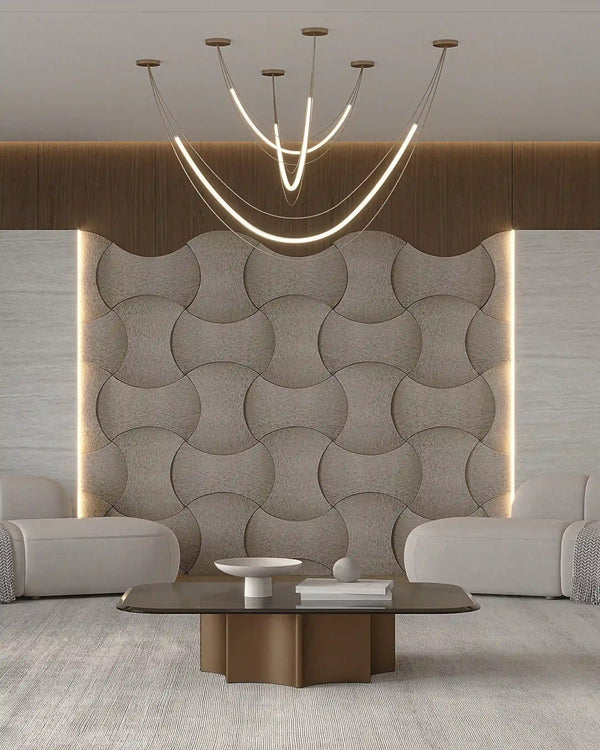 Champagne estelle fabric mosaic wall panel in living room