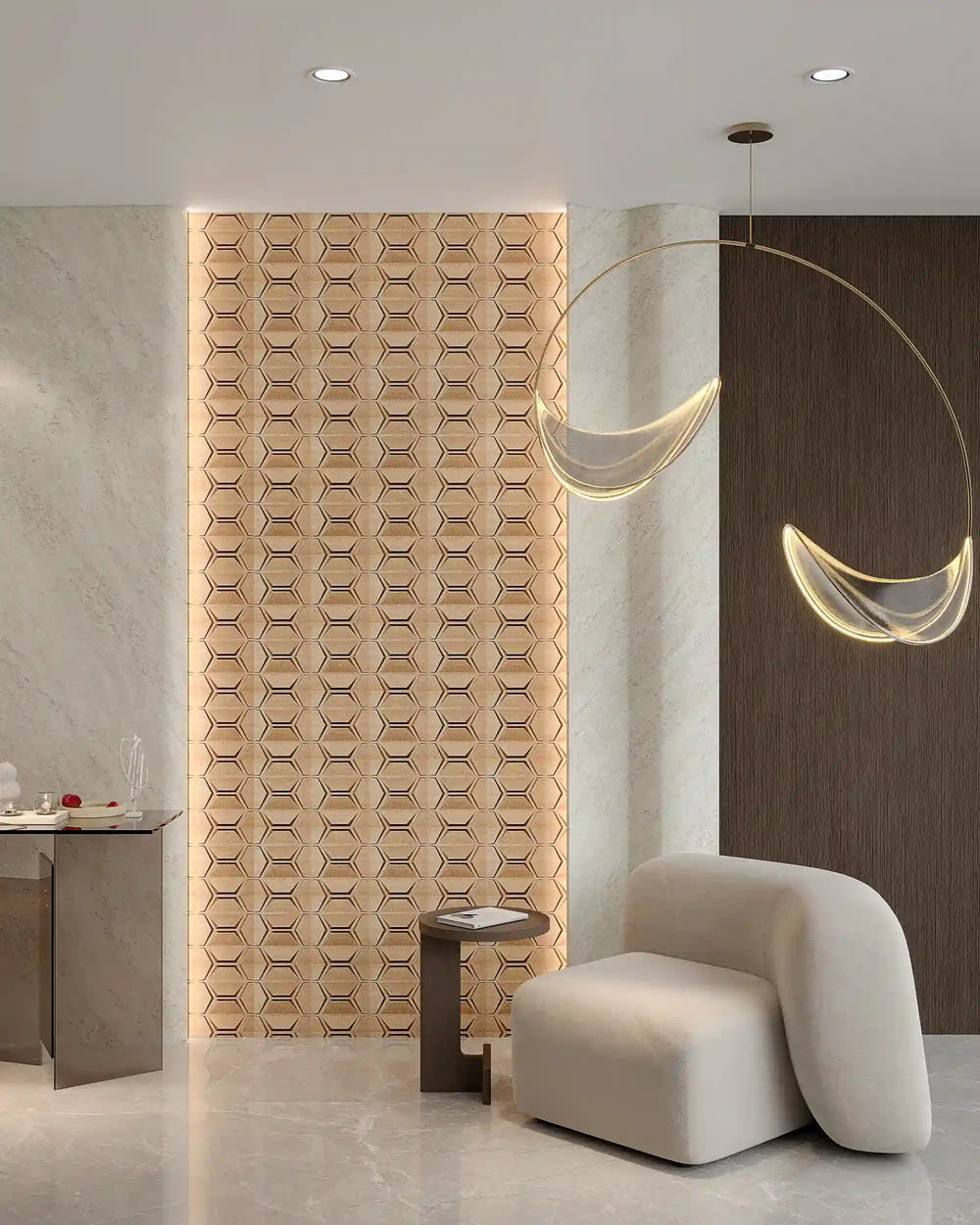 Light gold crest fabric wall panel