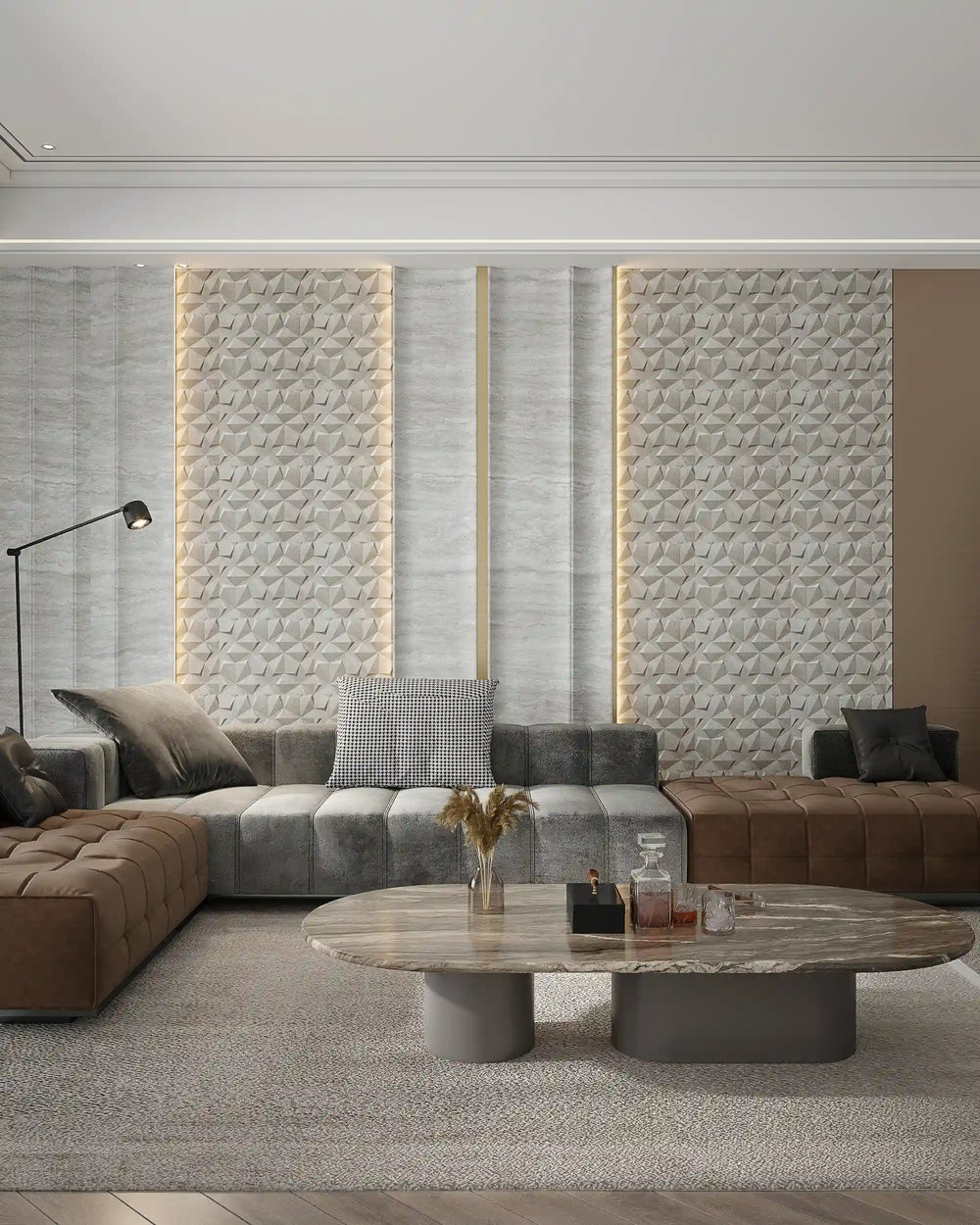 Champagne crystal fabric wall panel