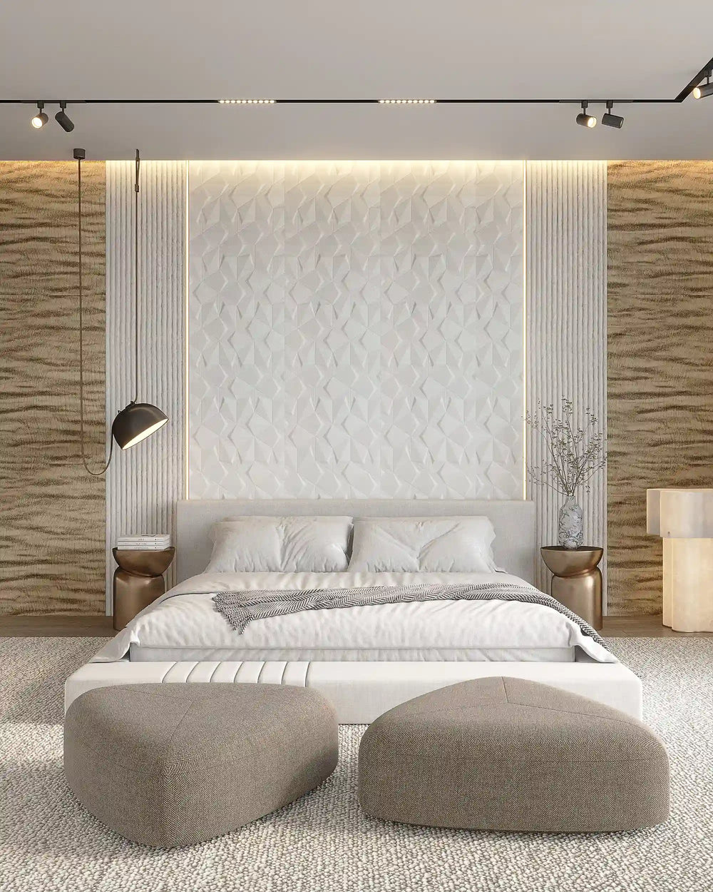Vanilla crystal fabric wall panel