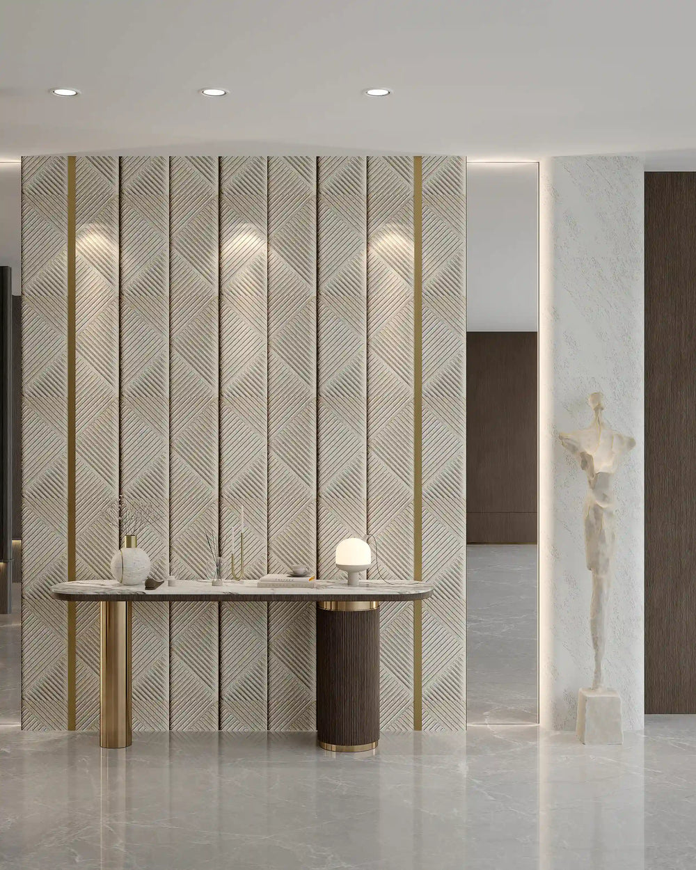Champagne datura fabric wall panel