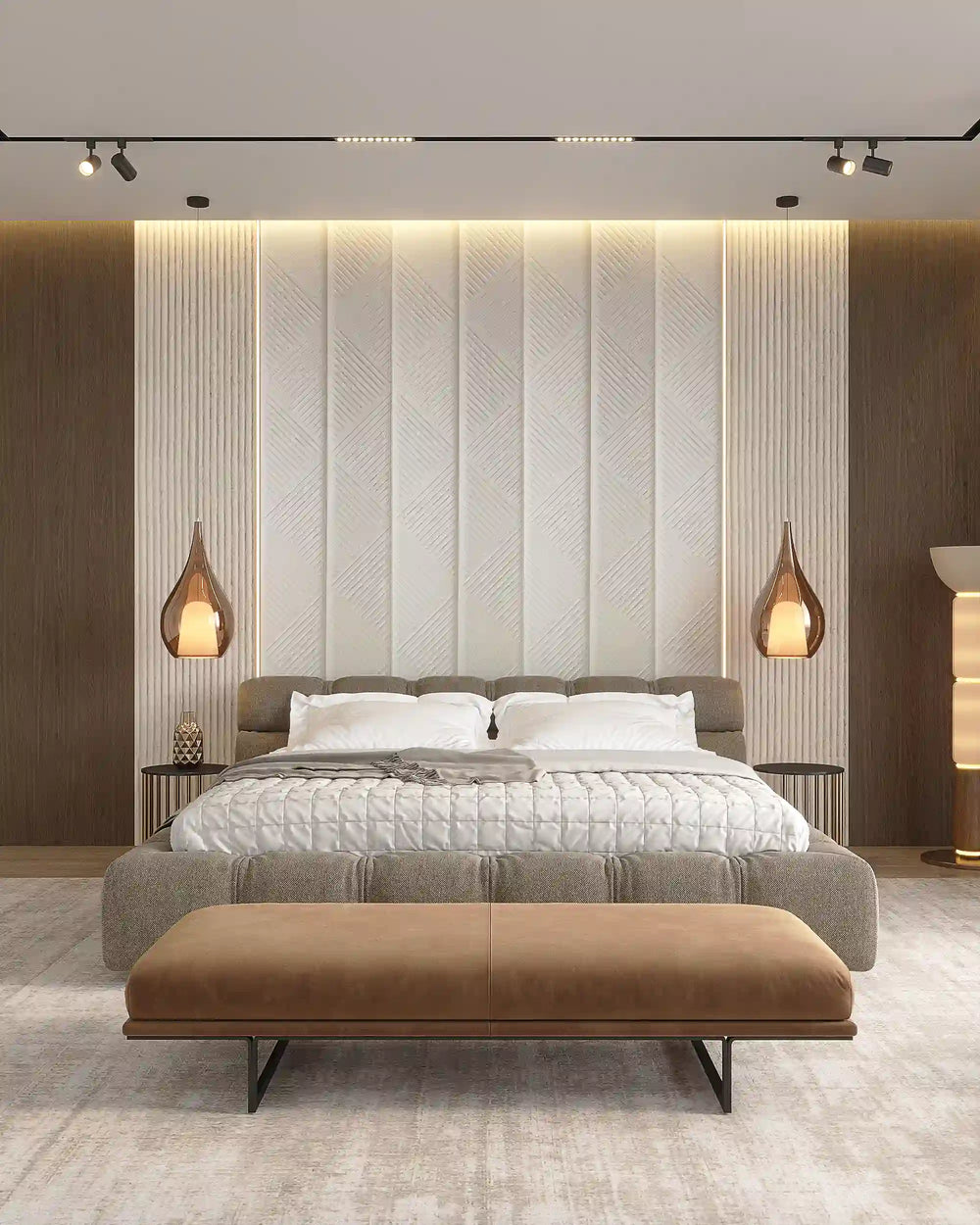 Vanilla datura fabric wall panel