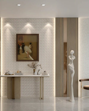 Créme dior fabric wall panel in lobby