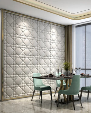 Silver dior plus fabric wall panel in dining room