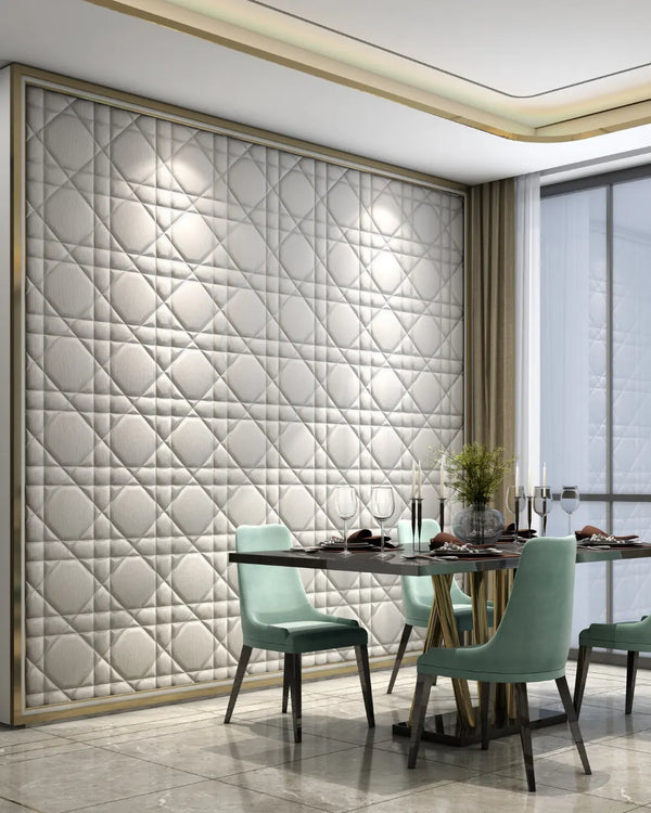 Silver dior plus fabric wall panel in dining room
