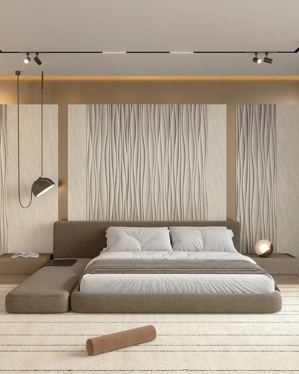 Champagne contour fabric wall panel