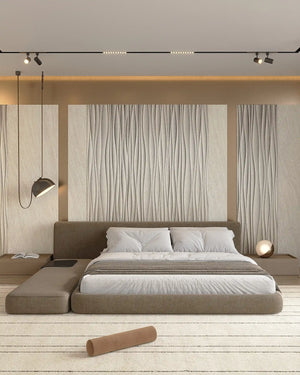 Champagne contour fabric wall panel in bedroom