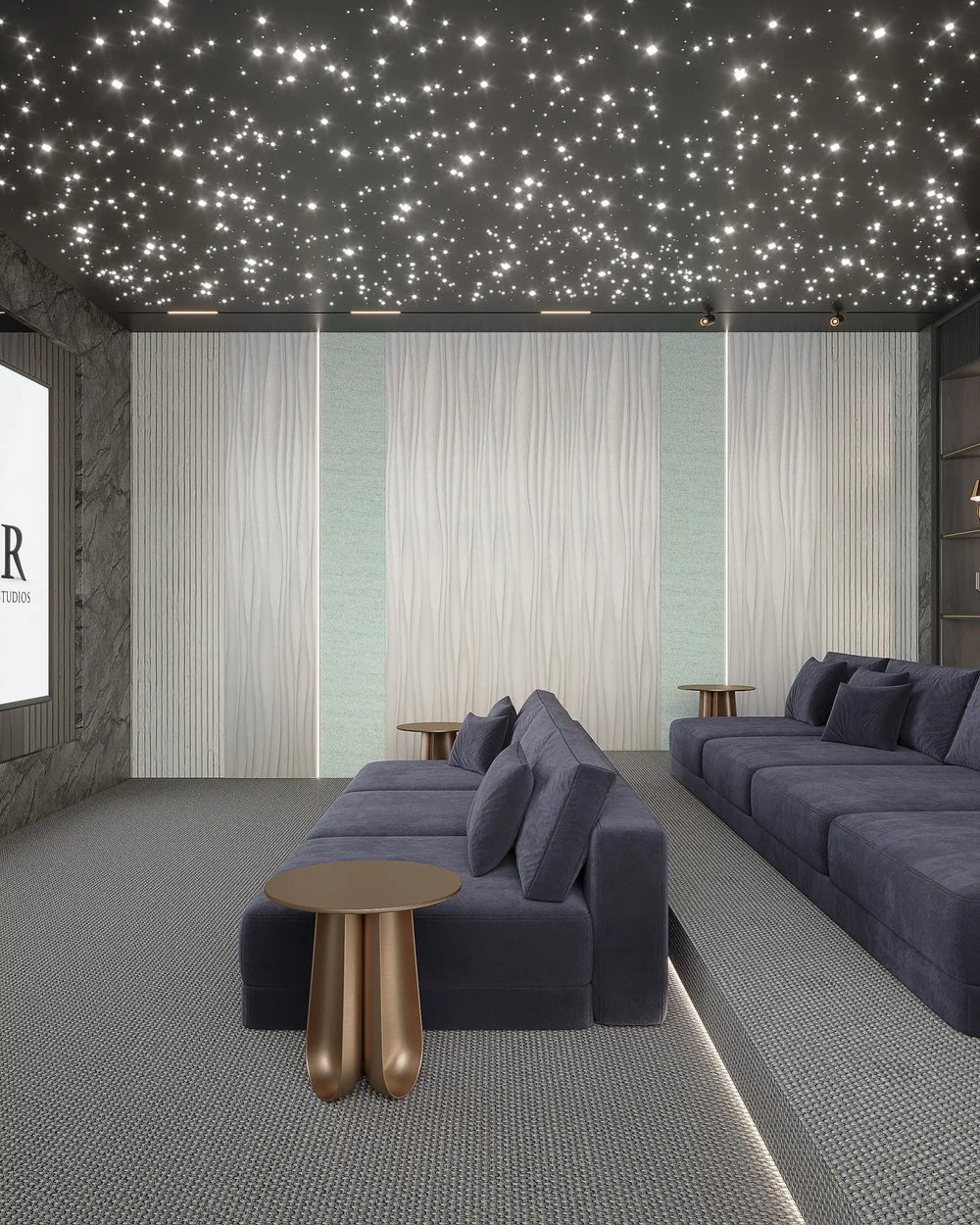 Silver contour fabric wall panel