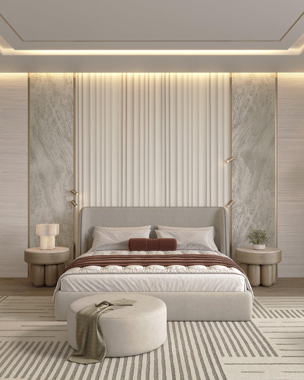 The Cube Rose Champagne luxury fabric wall panel