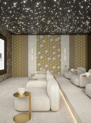 Gold elementa fabric mosaic wall panel in theater