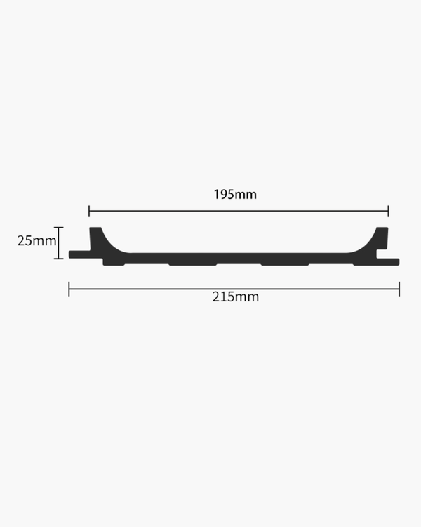 Measurement chart of a forma archiflute wall panel with dimensions labeled
