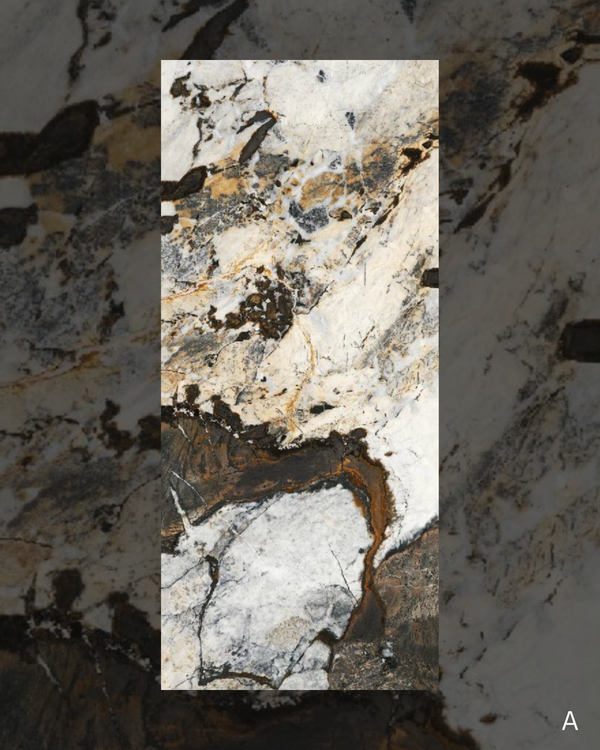 Golden mirage gloss finish marble bamboo wall panel set A