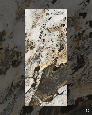 Golden mirage gloss finish marble bamboo wall panel set C
