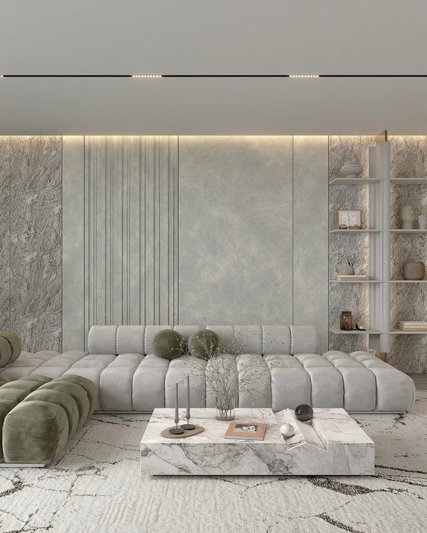Glacier frost bamboo wall panel in living room