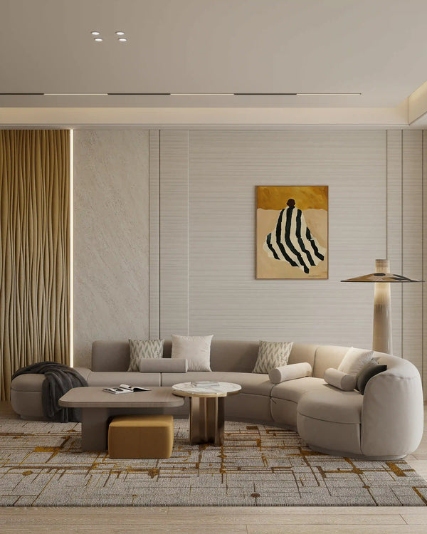 Ice ripple bamboo wall panel in living room