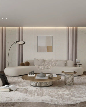 Ivory linen bamboo wall panel in living room
