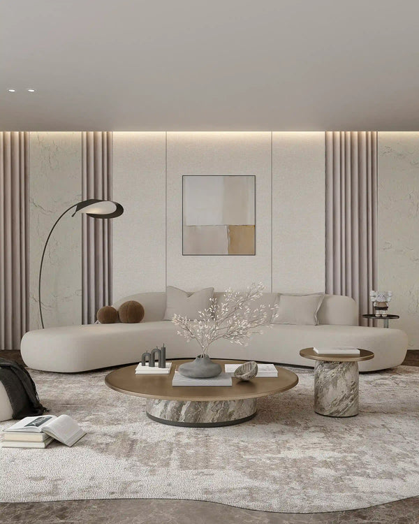 Ivory linen bamboo wall panel in living room