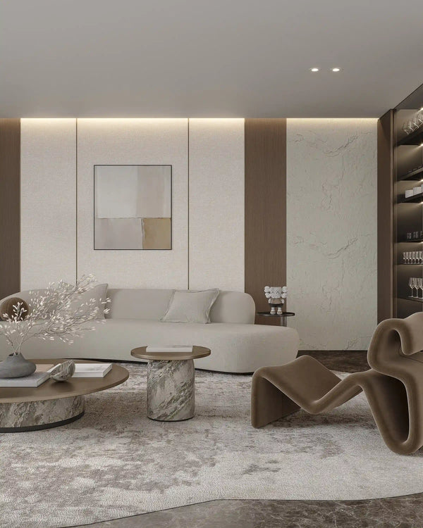 Ivory linen bamboo wall panel in living room