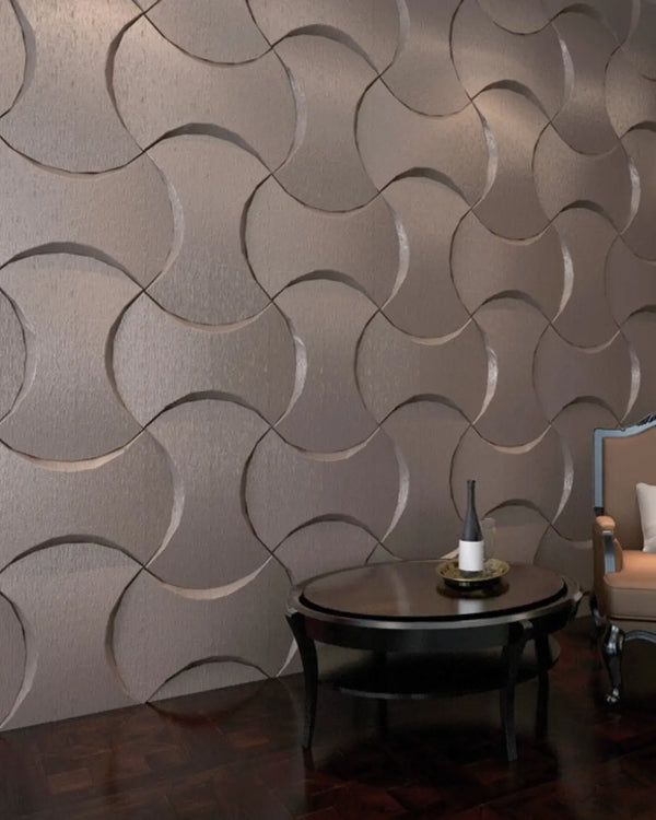 Champagne estelle fabric mosaic wall panel in living room