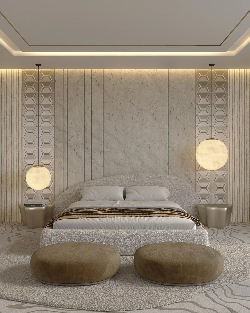 Lunar moonstone bamboo wall panel
