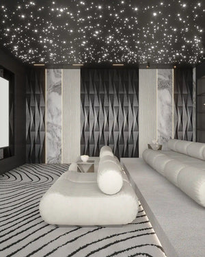 Ink eclipse fabric wall panel in theater