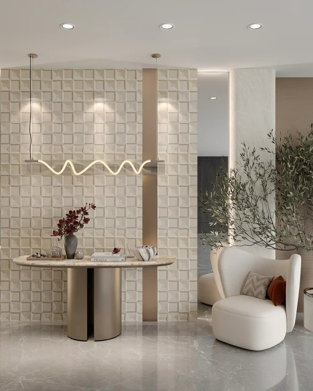 Greige lusso fabric wall panel