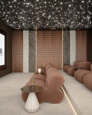 Mocha lusso fabric wall panel in theater