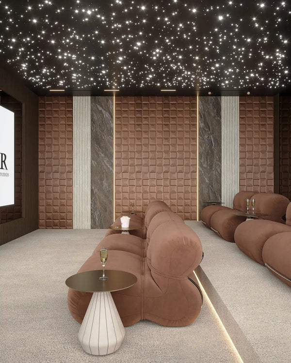 Mocha lusso fabric wall panel in theater