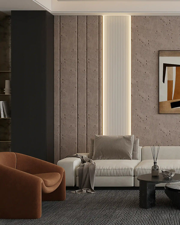 Dusk moonstone arco archiflute wall panel in a living room