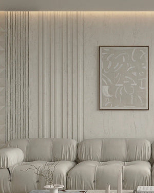 Arctic sandstone quadra archiFlute A&B wall Panel in a living room