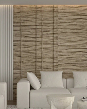 Champagne luxe forma archiflute wall panel in a living room