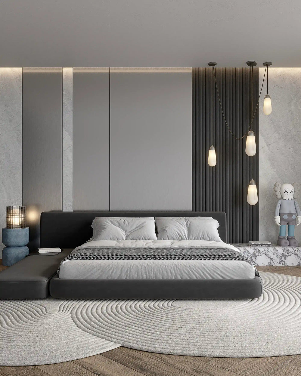 Metallic brushed platinum bamboo wall panel