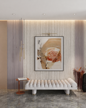 Grey milan travertine wall panel in living room
