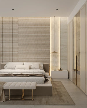 Mink ripple bamboo wall panel in bedroom