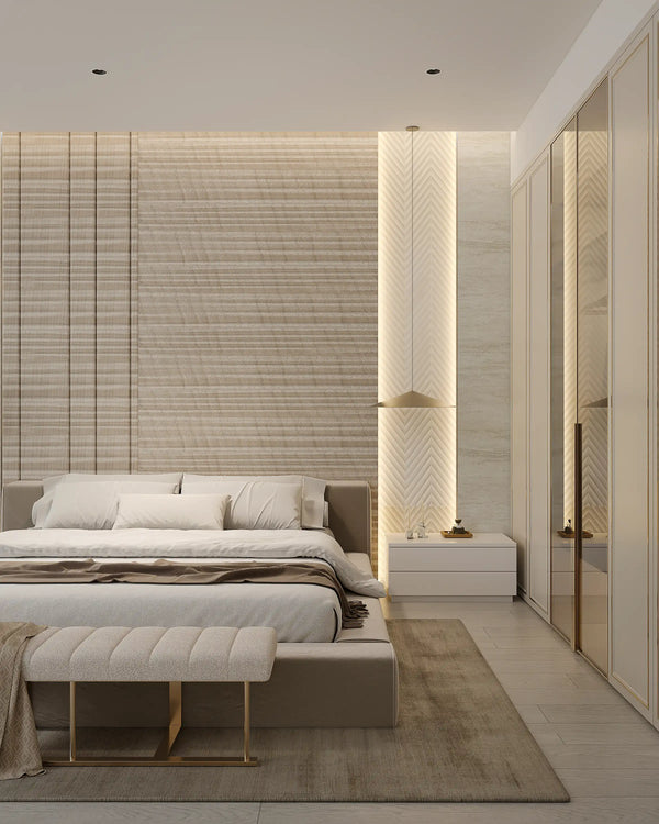Mink ripple bamboo wall panel in bedroom